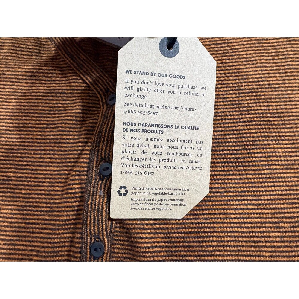 Prana Patty Womens Henley Tank Adobe Brown Stripes Hemp Organic Cotton Sz M NEW - Picture 8 of 12